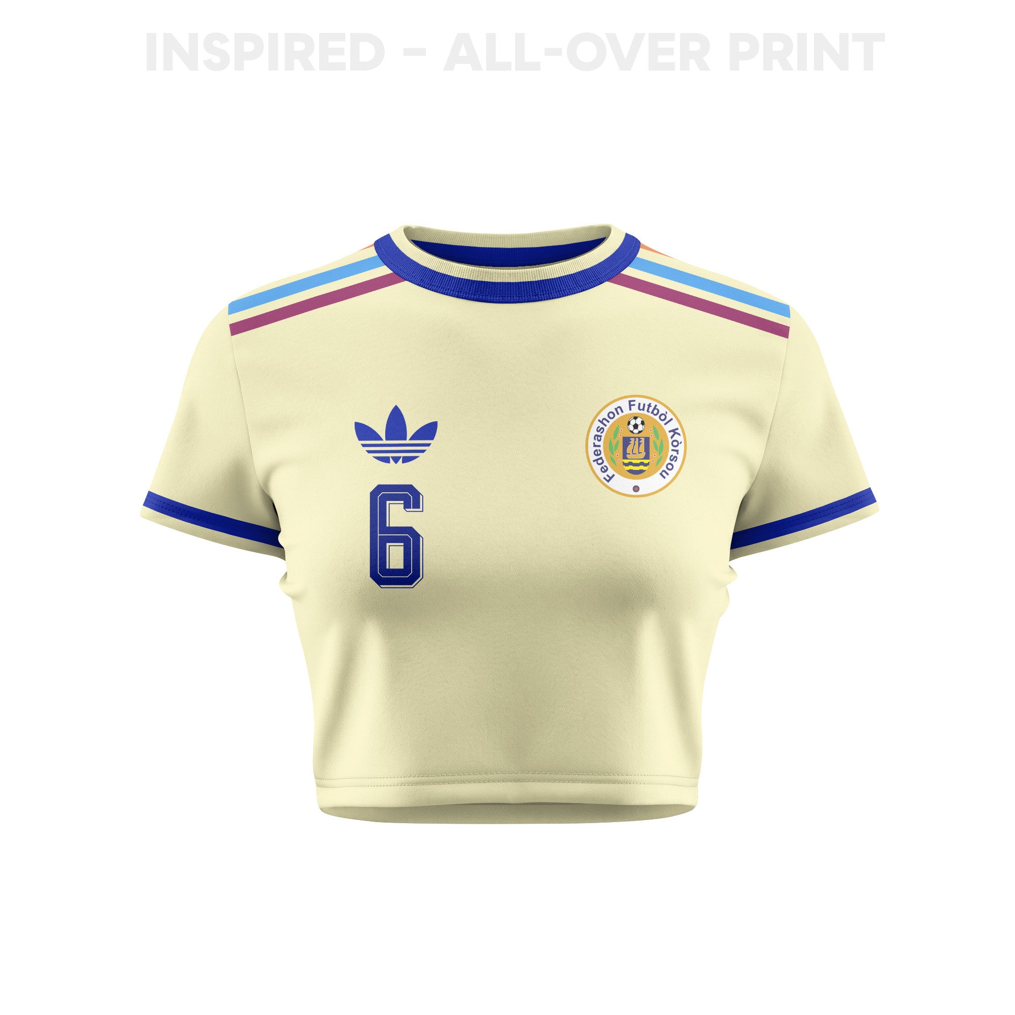Godfried Roemeratoe 6 Curaçao 2026 Women's Away All-Over Print Cropped Jersey - Yellow