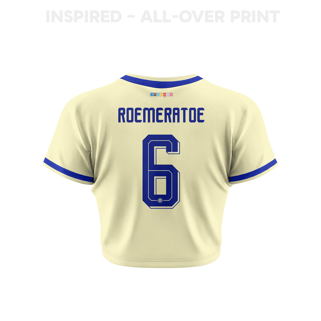 Godfried Roemeratoe 6 Curaçao 2026 Women's Away All-Over Print Cropped Jersey - Yellow