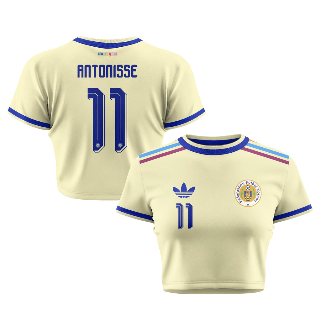 Jeremy Antonisse 11 Curaçao 2026 Women's Away All-Over Print Cropped Jersey - Yellow