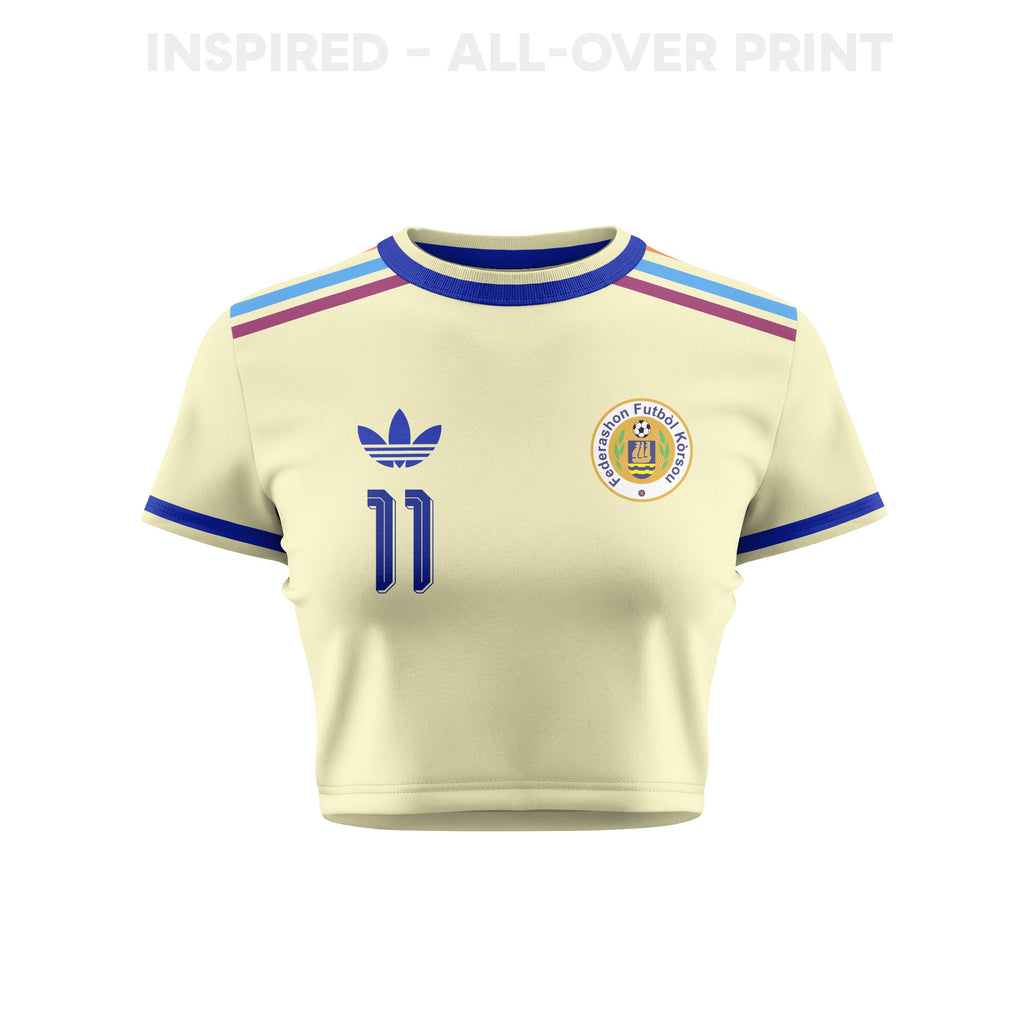 Jeremy Antonisse 11 Curaçao 2026 Women's Away All-Over Print Cropped Jersey - Yellow