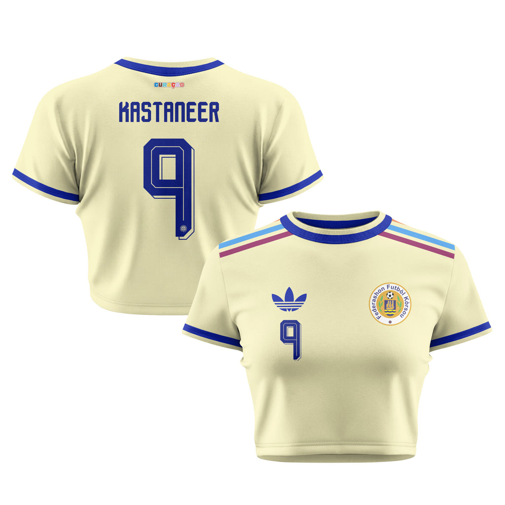 Gervane Kastaneer 9 Curaçao 2026 Women's Away All-Over Print Cropped Jersey - Yellow