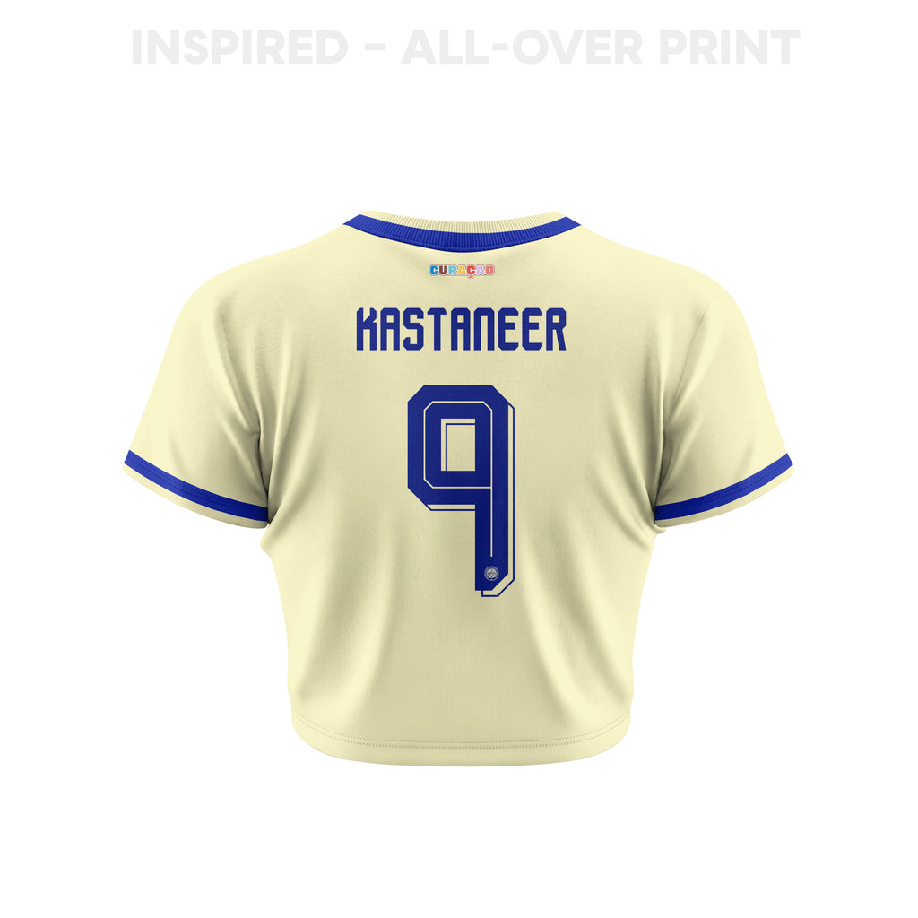 Gervane Kastaneer 9 Curaçao 2026 Women's Away All-Over Print Cropped Jersey - Yellow