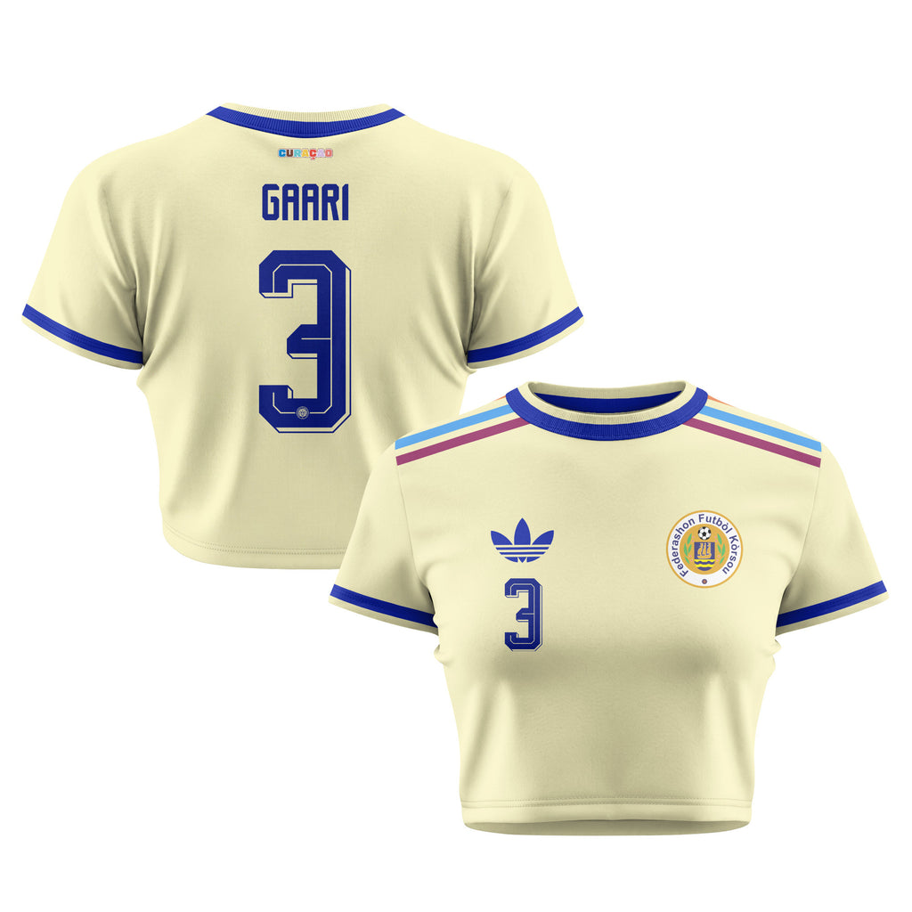 Juriën Gaari 3 Curaçao 2026 Women's Away All-Over Print Cropped Jersey - Yellow