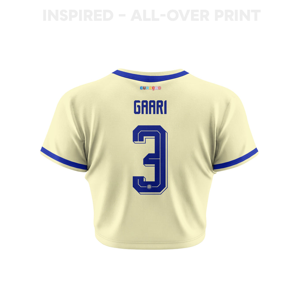Juriën Gaari 3 Curaçao 2026 Women's Away All-Over Print Cropped Jersey - Yellow