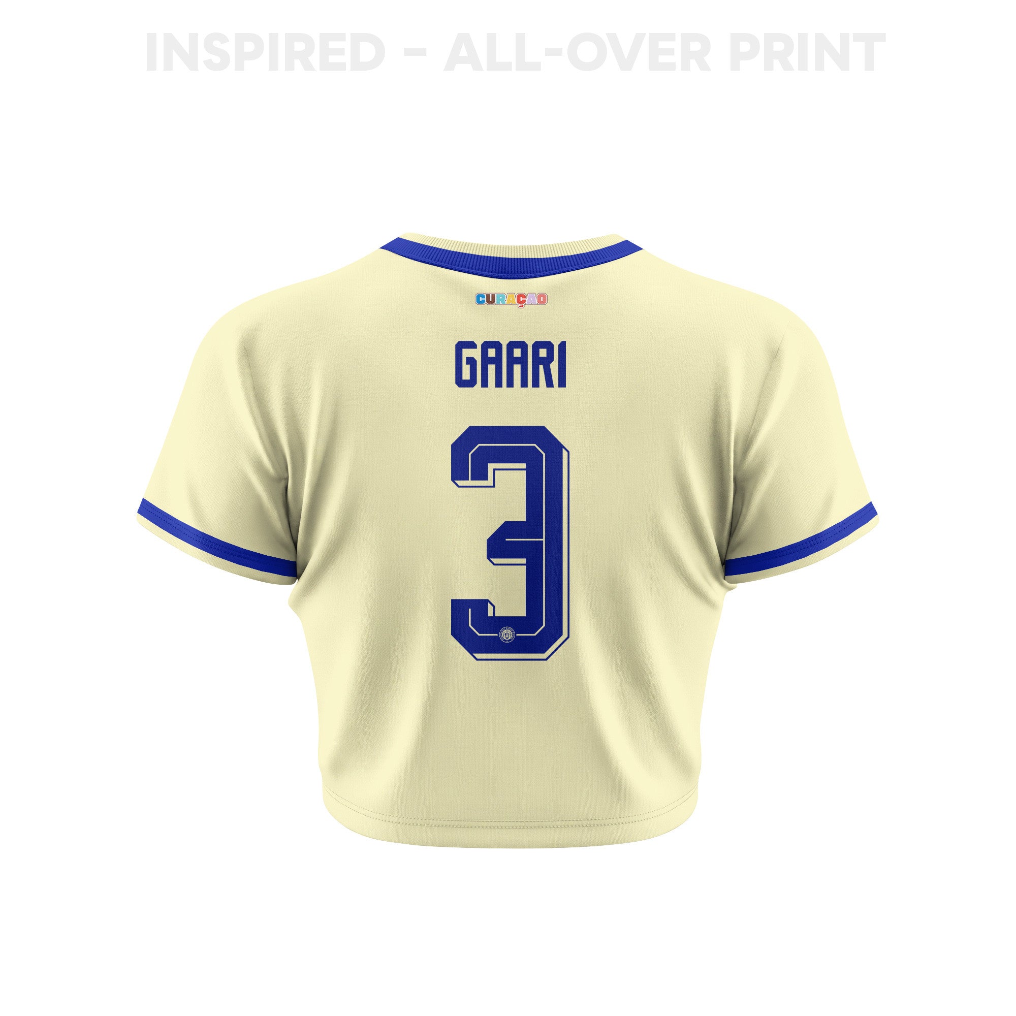Juriën Gaari 3 Curaçao 2026 Women's Away All-Over Print Cropped Jersey - Yellow