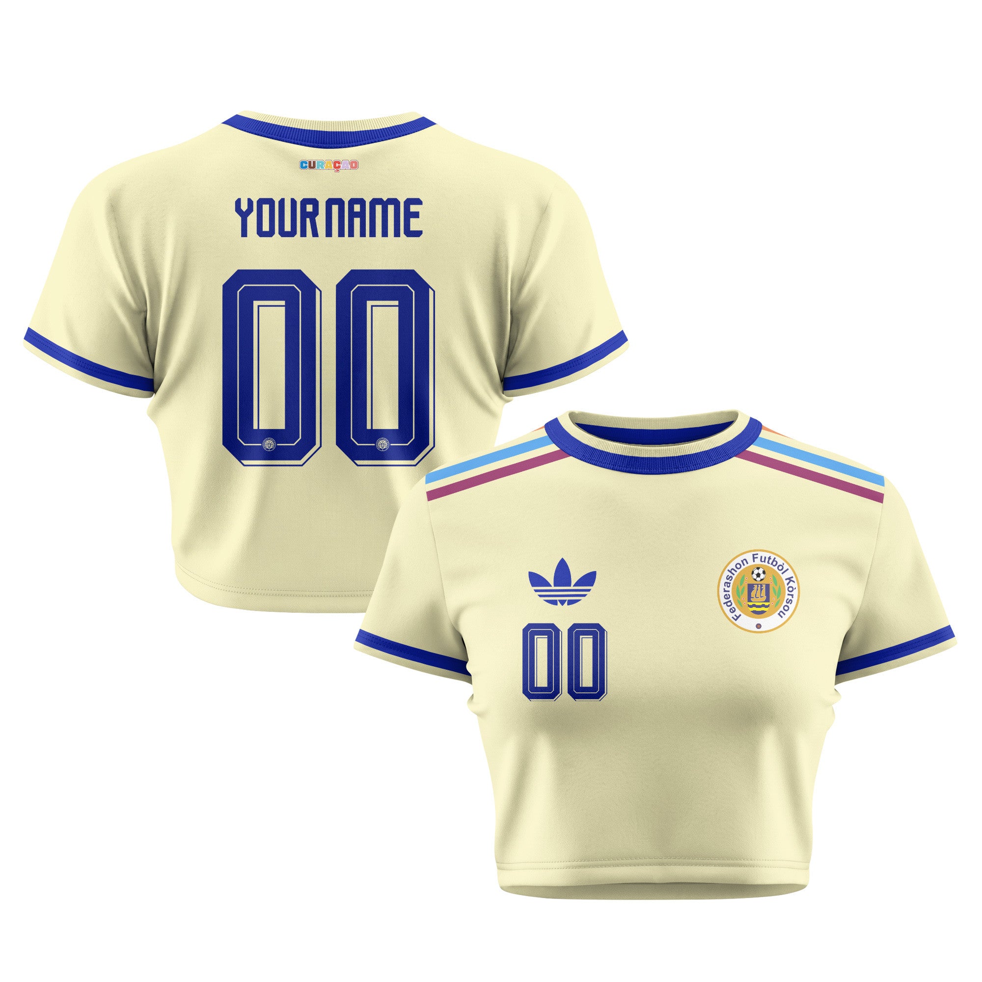 Curaçao 2026 Personalized Women's Away All-Over Print Cropped Jersey - Yellow
