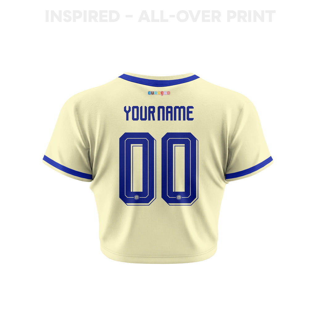 Curaçao 2026 Personalized Women's Away All-Over Print Cropped Jersey - Yellow