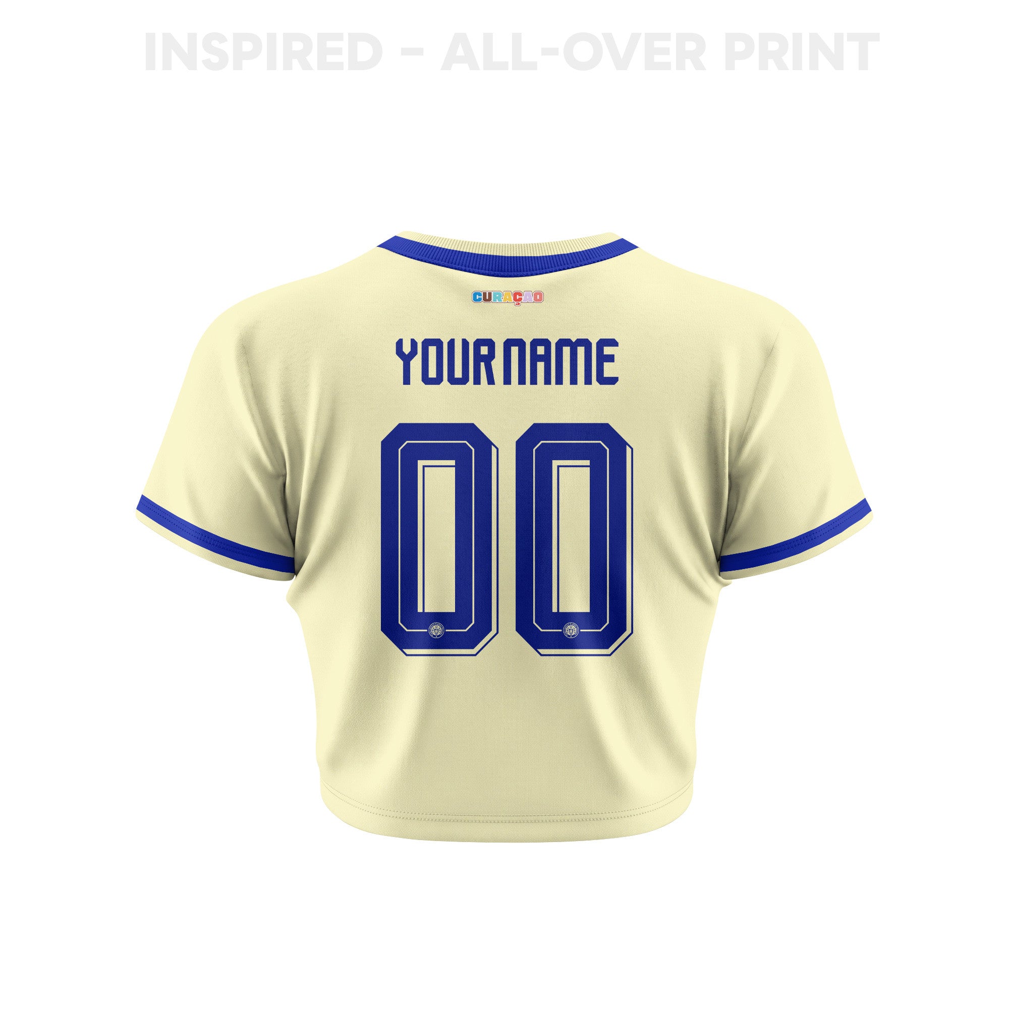 Curaçao 2026 Personalized Women's Away All-Over Print Cropped Jersey - Yellow