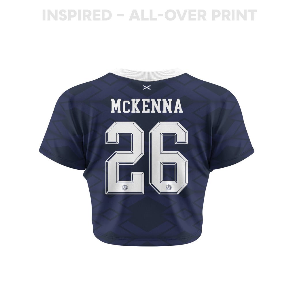 Scott McKenna 26 Scotland 2026 Women's Home All-Over Print Cropped Jersey - Navy