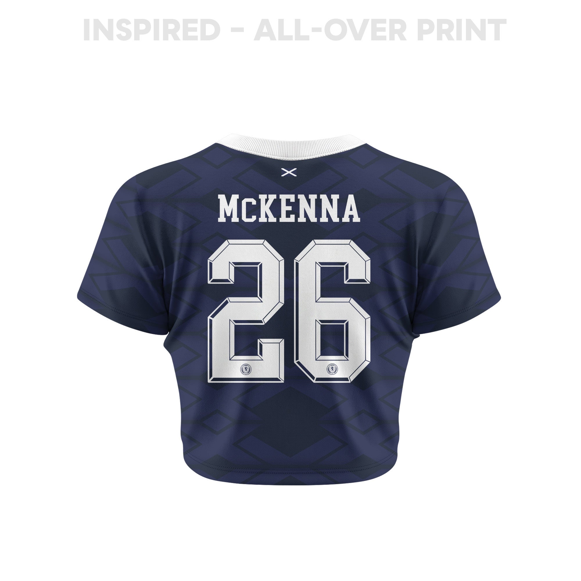 Scott McKenna 26 Scotland 2026 Women's Home All-Over Print Cropped Jersey - Navy