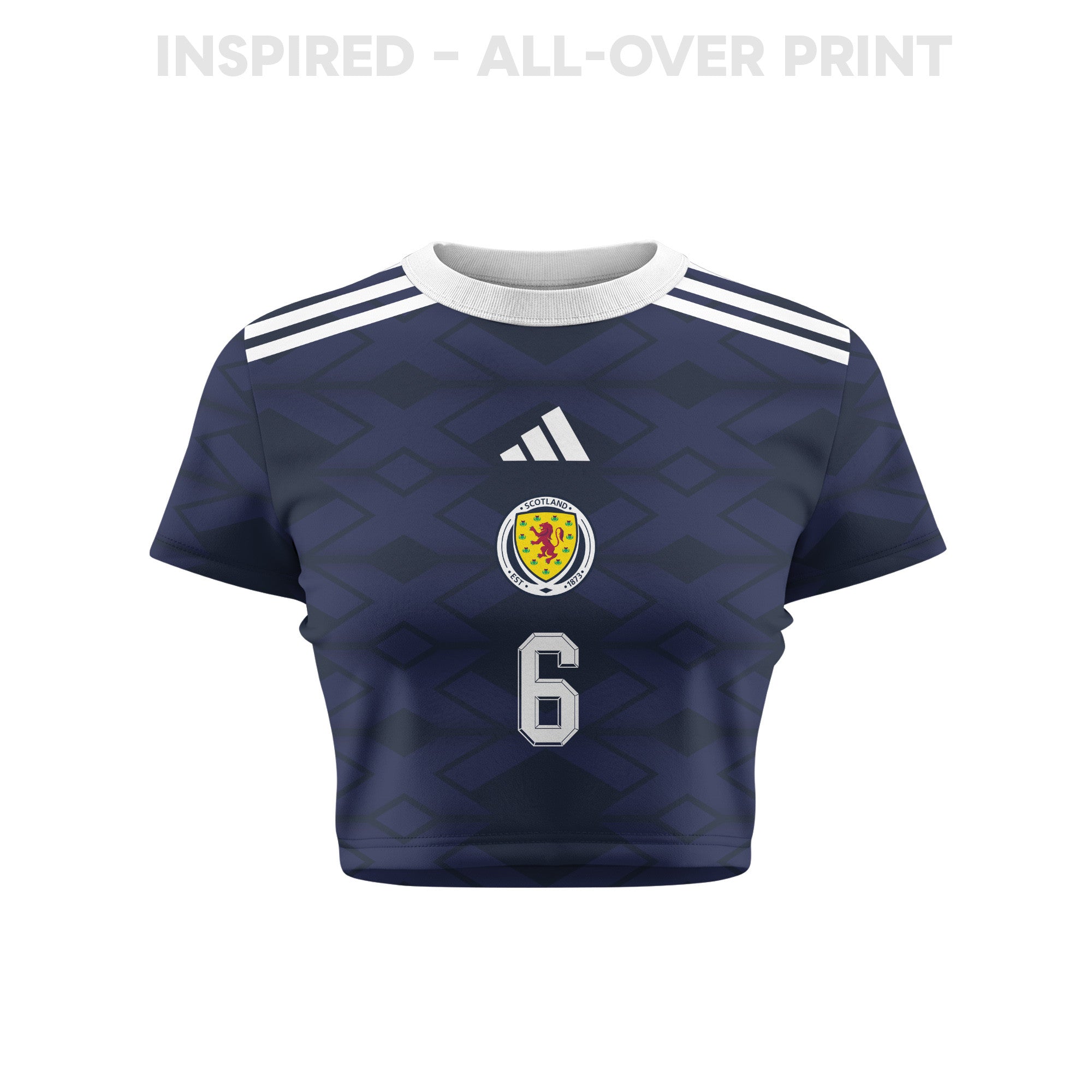 Kieran Tierney 6 Scotland 2026 Women's Home All-Over Print Cropped Jersey - Navy