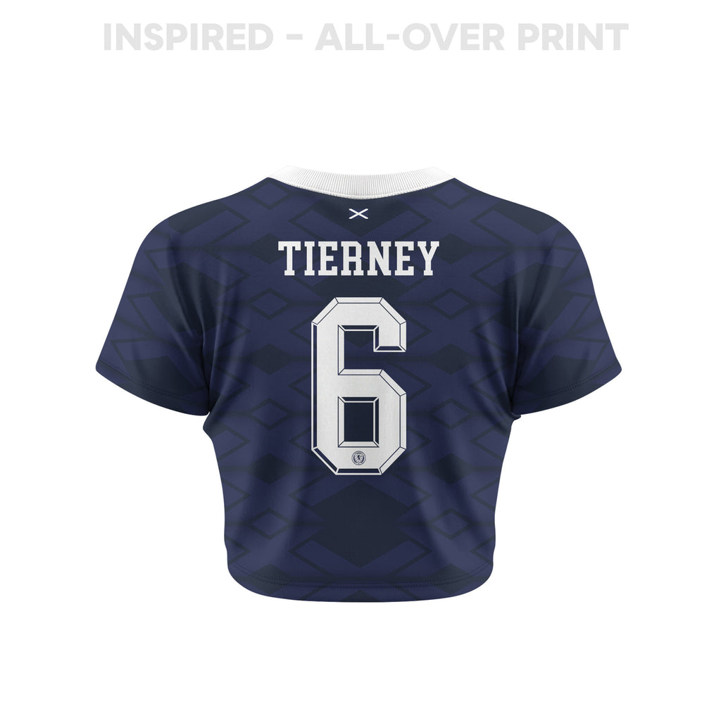 Kieran Tierney 6 Scotland 2026 Women's Home All-Over Print Cropped Jersey - Navy