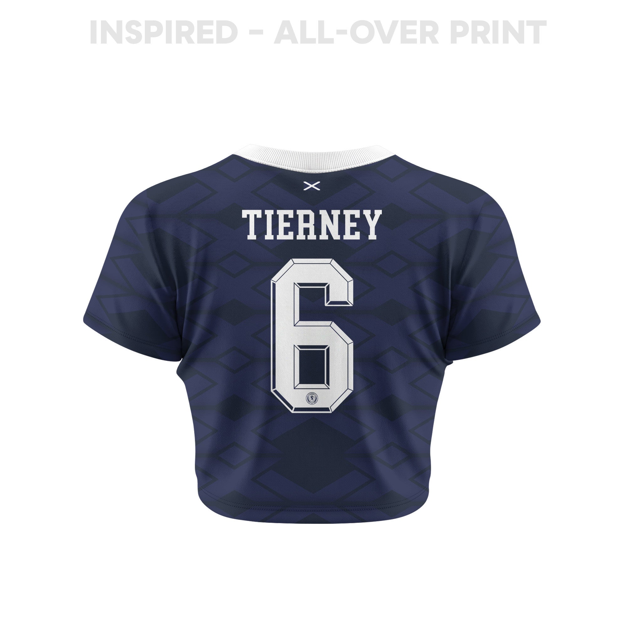 Kieran Tierney 6 Scotland 2026 Women's Home All-Over Print Cropped Jersey - Navy