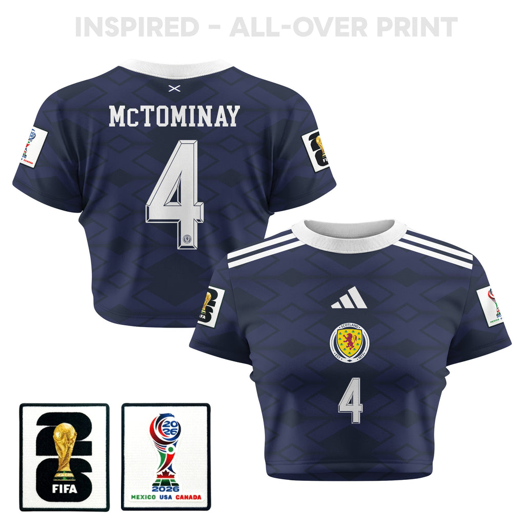 Scott McTominay 4 Scotland 2026 Women's Home All-Over Print Cropped Jersey - Navy