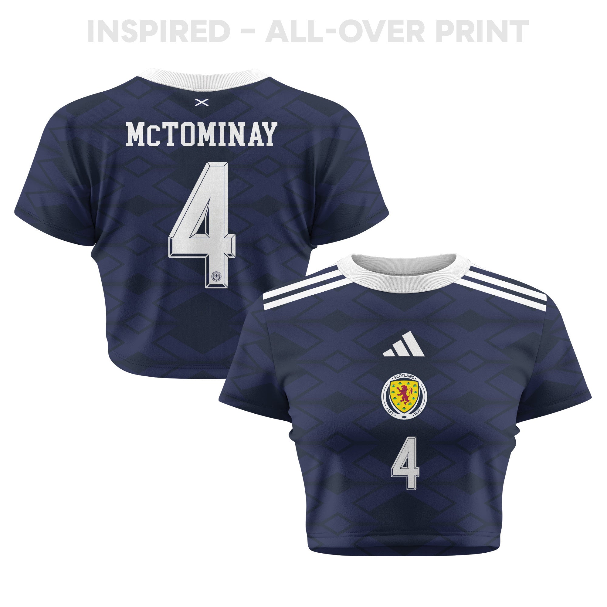 Scott McTominay 4 Scotland 2026 Women's Home All-Over Print Cropped Jersey - Navy
