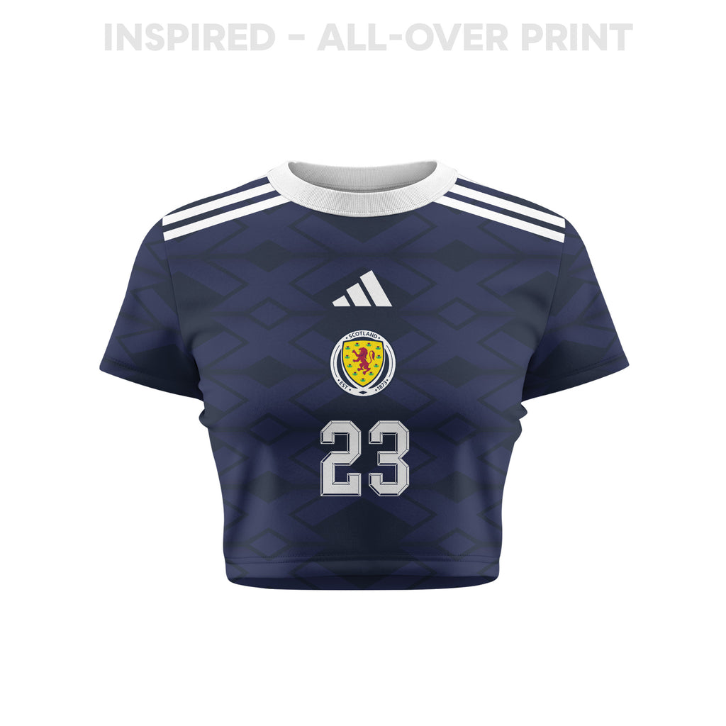 Kenny McLean 23 Scotland 2026 Women's Home All-Over Print Cropped Jersey - Navy