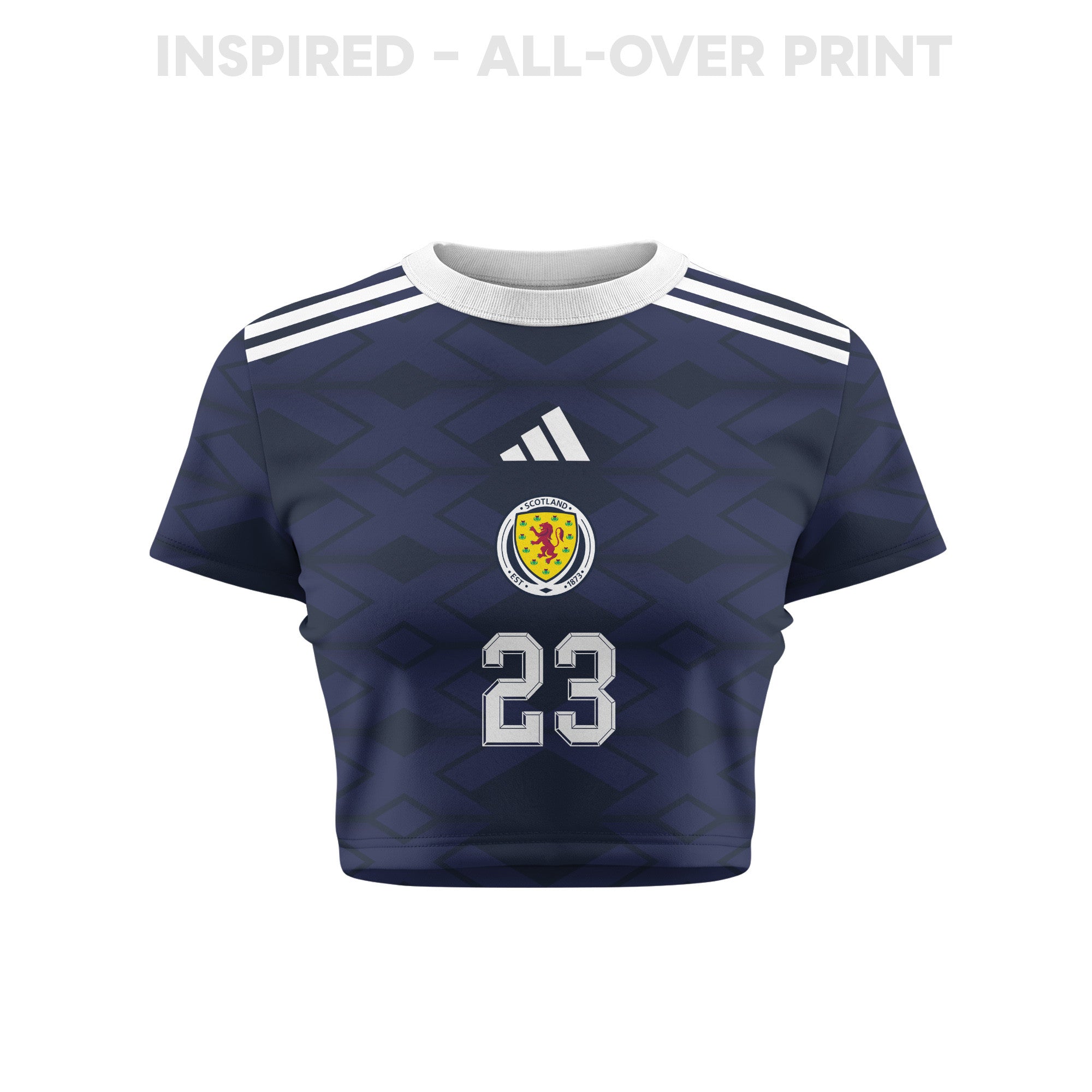Kenny McLean 23 Scotland 2026 Women's Home All-Over Print Cropped Jersey - Navy