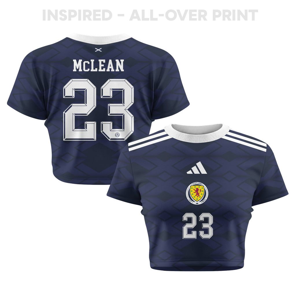 Kenny McLean 23 Scotland 2026 Women's Home All-Over Print Cropped Jersey - Navy
