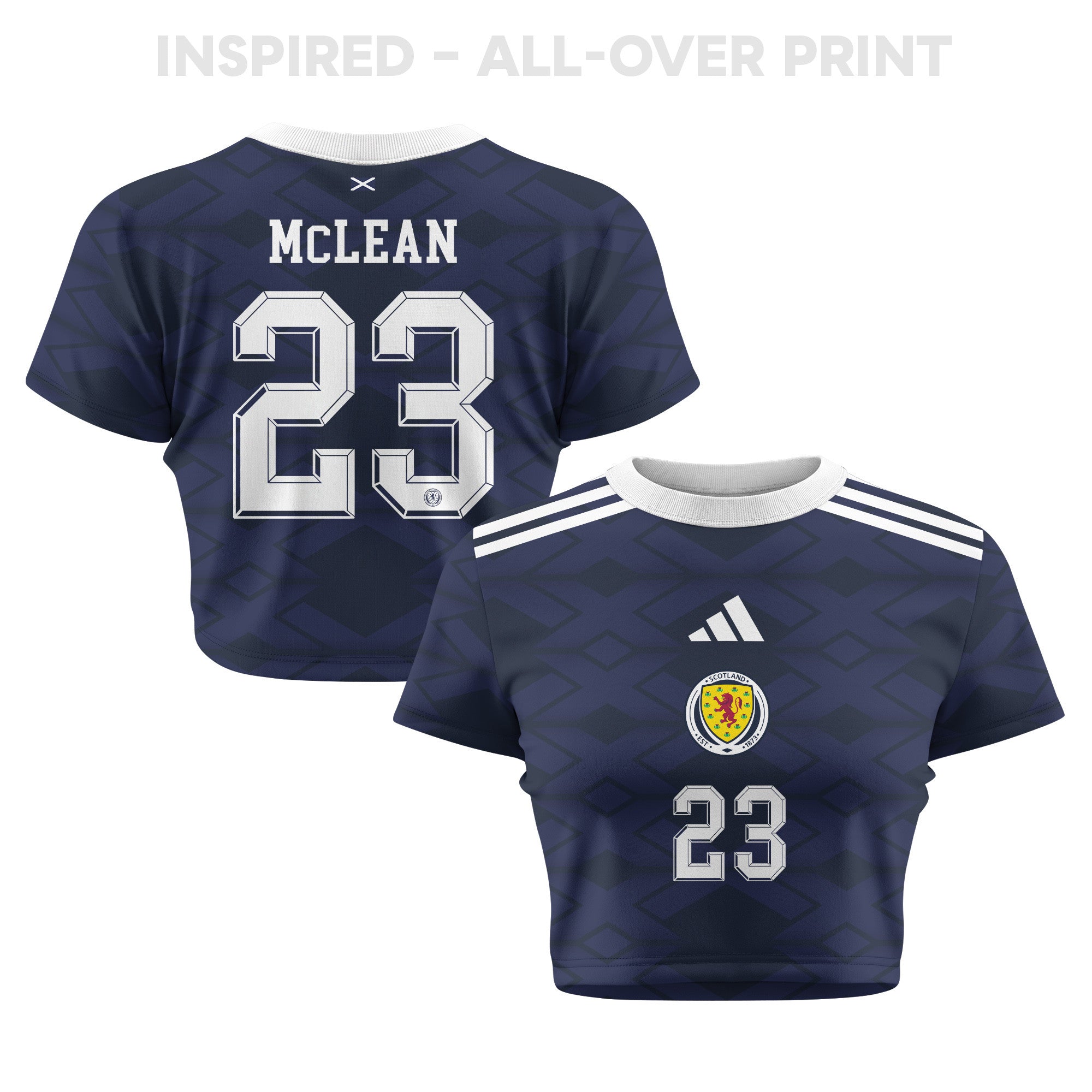 Kenny McLean 23 Scotland 2026 Women's Home All-Over Print Cropped Jersey - Navy