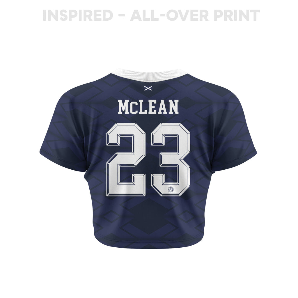 Kenny McLean 23 Scotland 2026 Women's Home All-Over Print Cropped Jersey - Navy