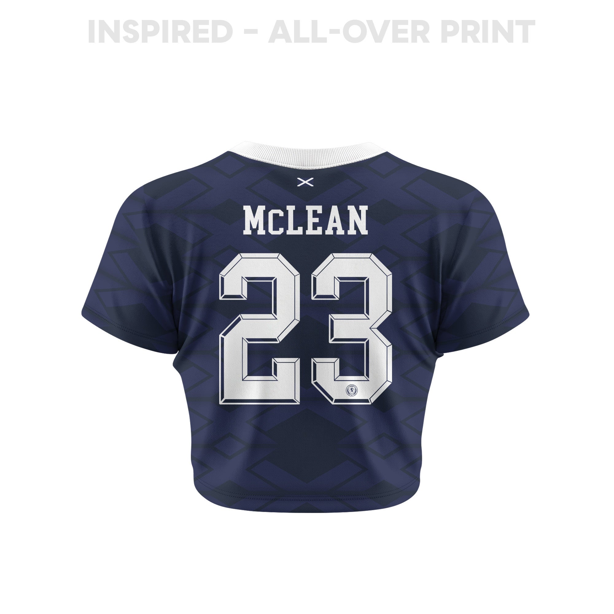 Kenny McLean 23 Scotland 2026 Women's Home All-Over Print Cropped Jersey - Navy