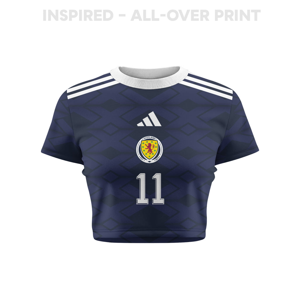 Ryan Christie 11 Scotland 2026 Women's Home All-Over Print Cropped Jersey - Navy