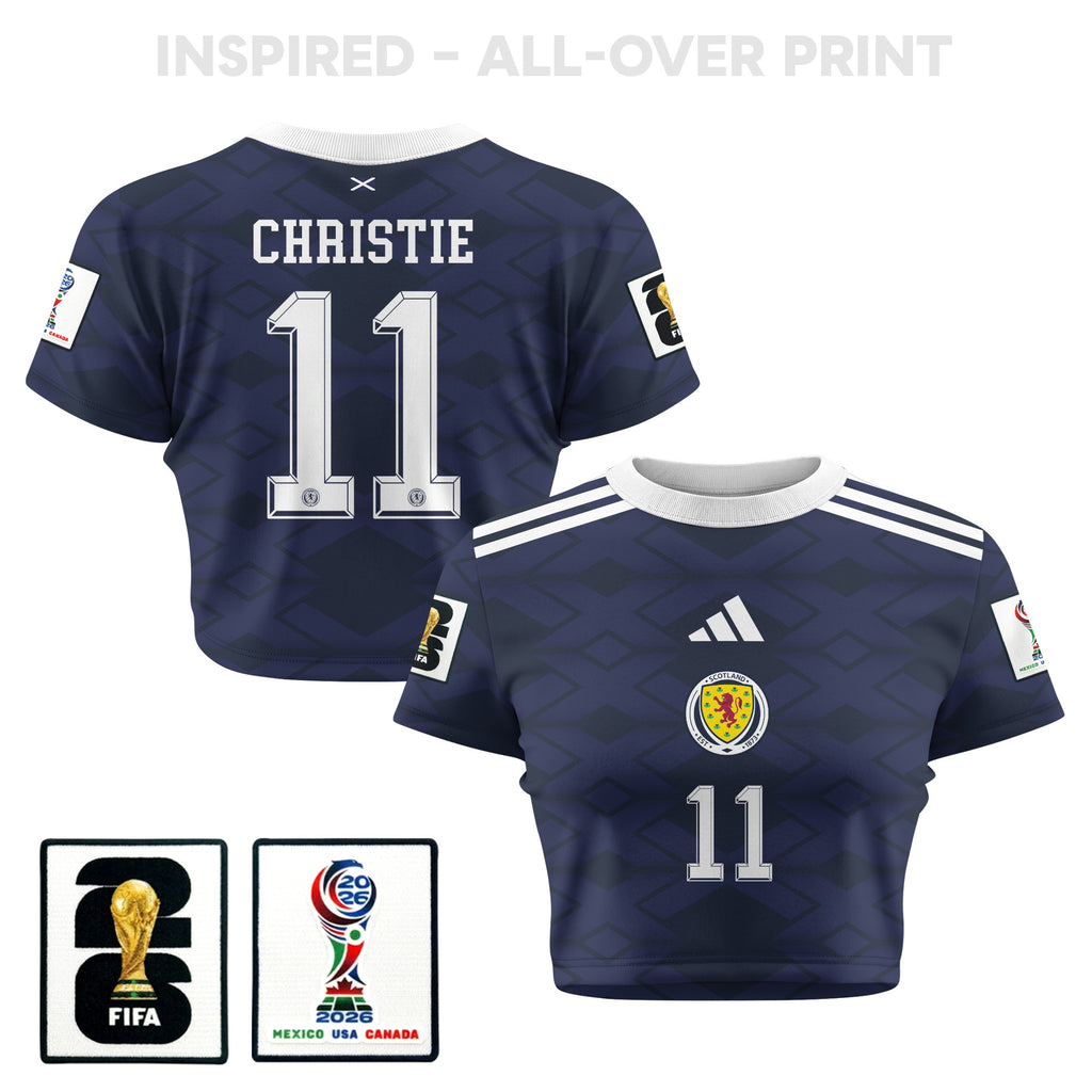 Ryan Christie 11 Scotland 2026 Women's Home All-Over Print Cropped Jersey - Navy