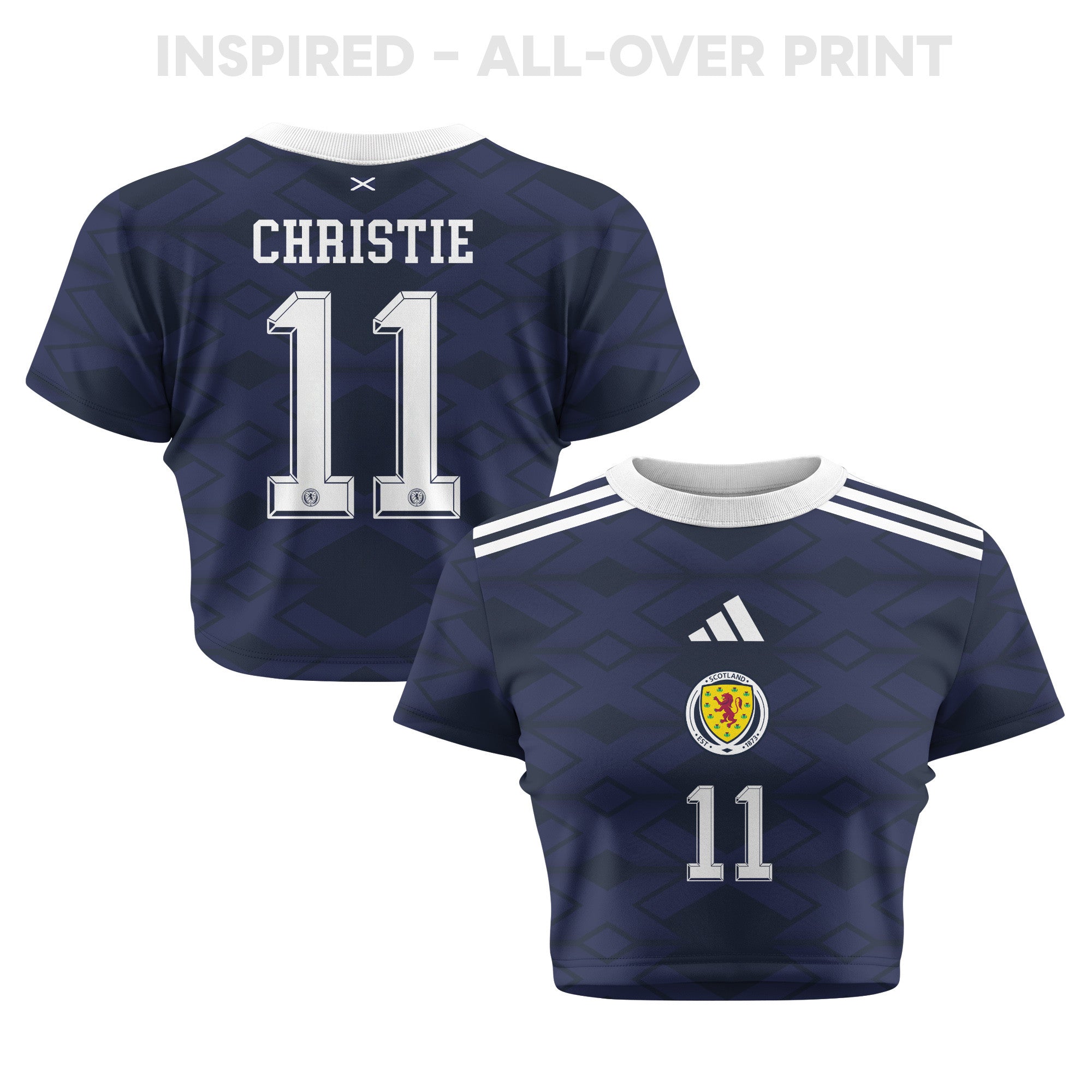 Ryan Christie 11 Scotland 2026 Women's Home All-Over Print Cropped Jersey - Navy