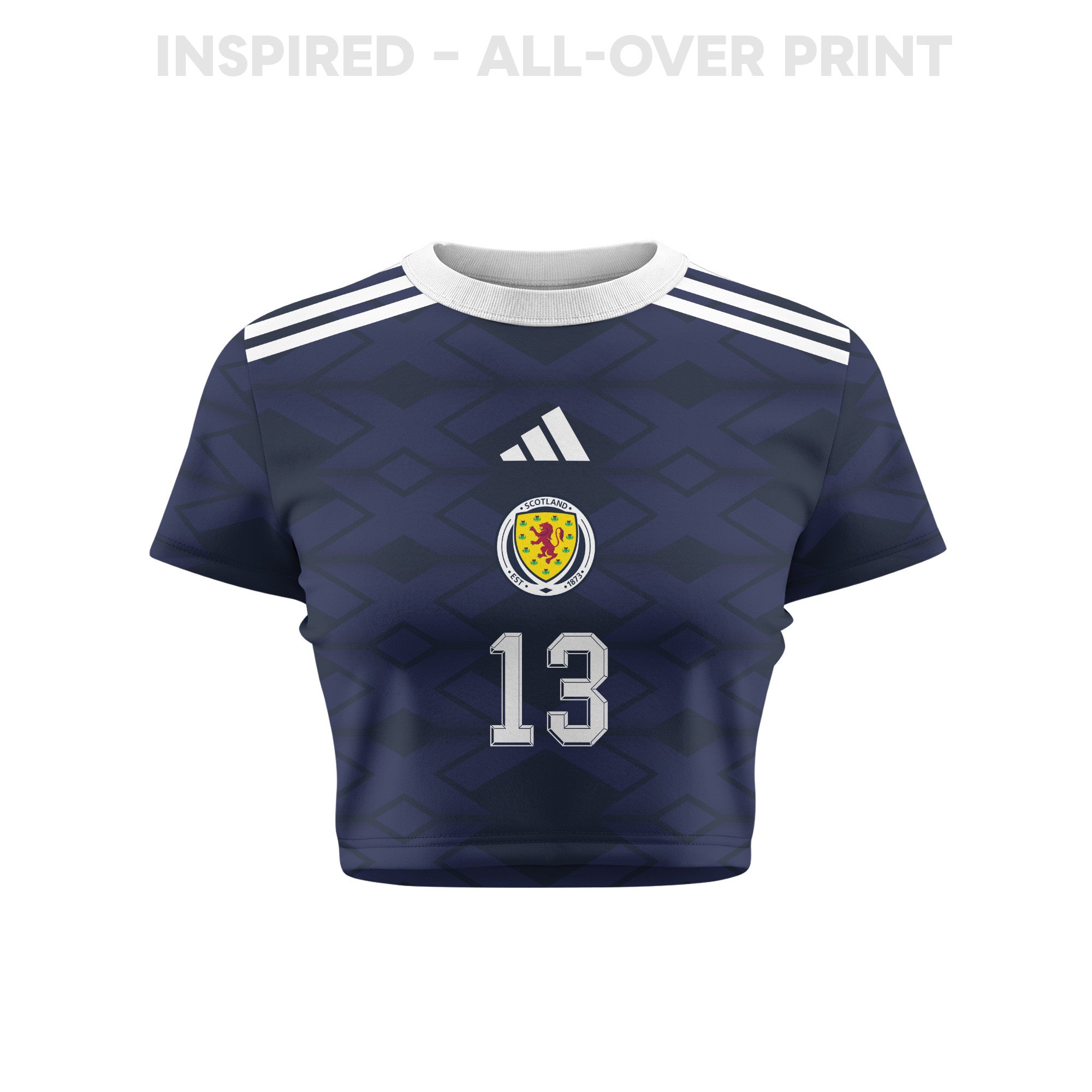 Jack Hendry 13 Scotland 2026 Women's Home All-Over Print Cropped Jersey - Navy