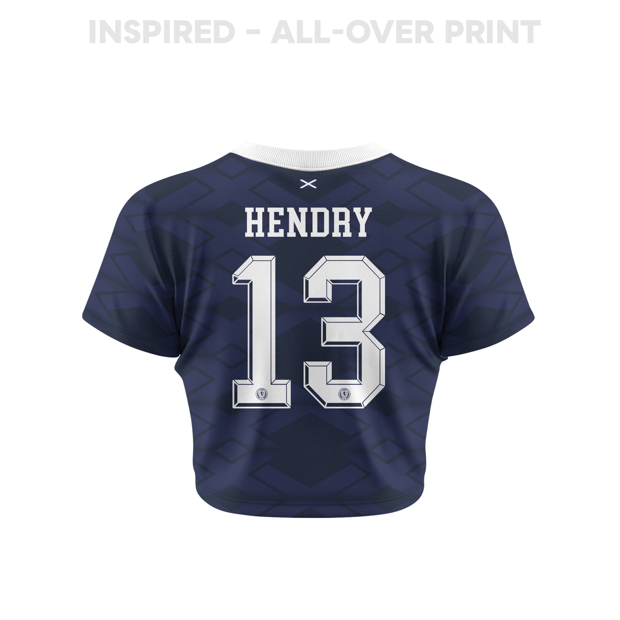 Jack Hendry 13 Scotland 2026 Women's Home All-Over Print Cropped Jersey - Navy