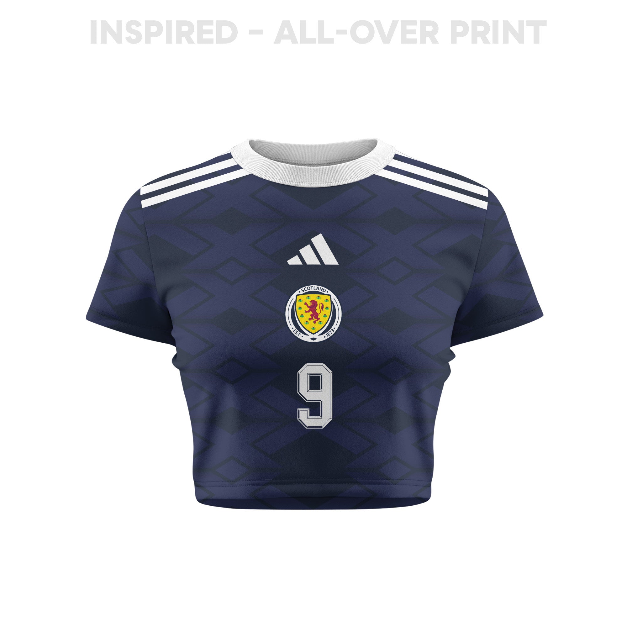 Lawrence Shankland 9 Scotland 2026 Women's Home All-Over Print Cropped Jersey - Navy