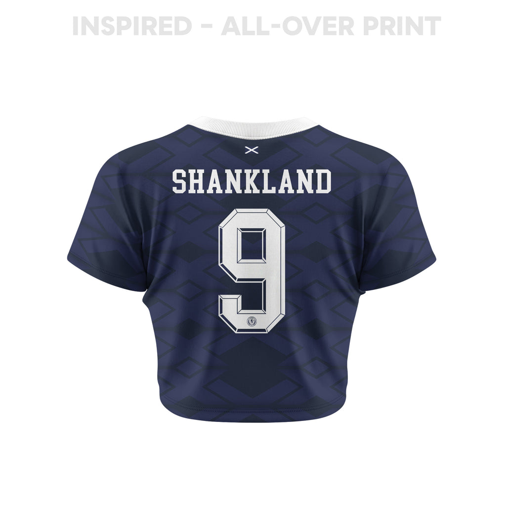 Lawrence Shankland 9 Scotland 2026 Women's Home All-Over Print Cropped Jersey - Navy