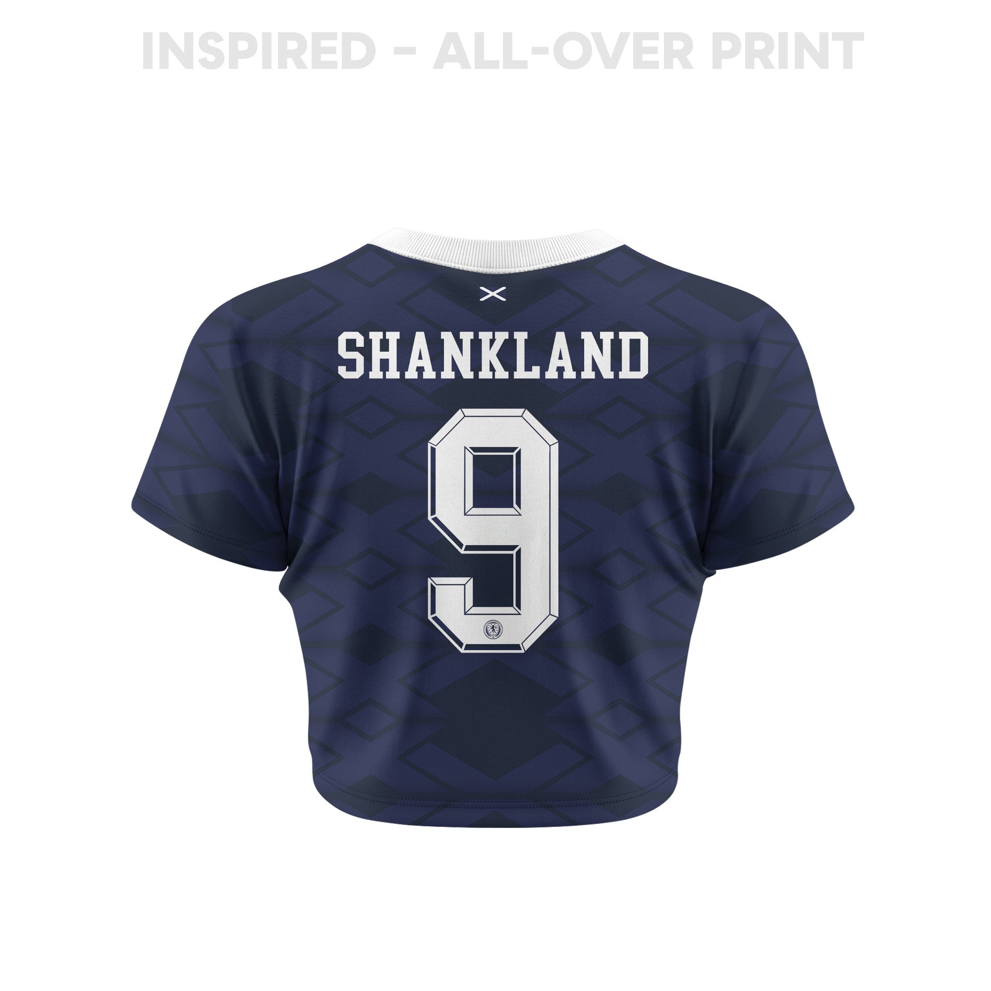 Lawrence Shankland 9 Scotland 2026 Women's Home All-Over Print Cropped Jersey - Navy
