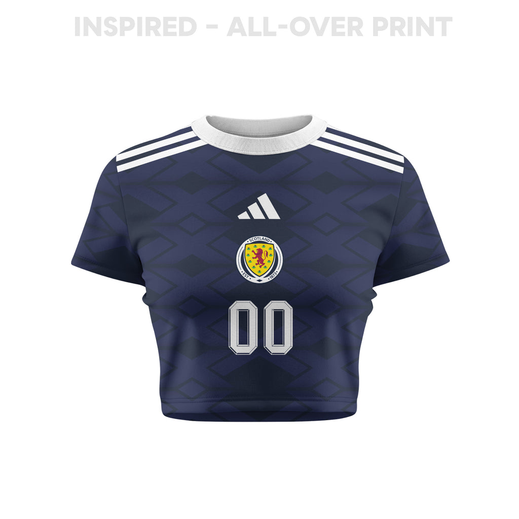 Scotland 2026 Personalized Women's Home All-Over Print Cropped Jersey - Navy