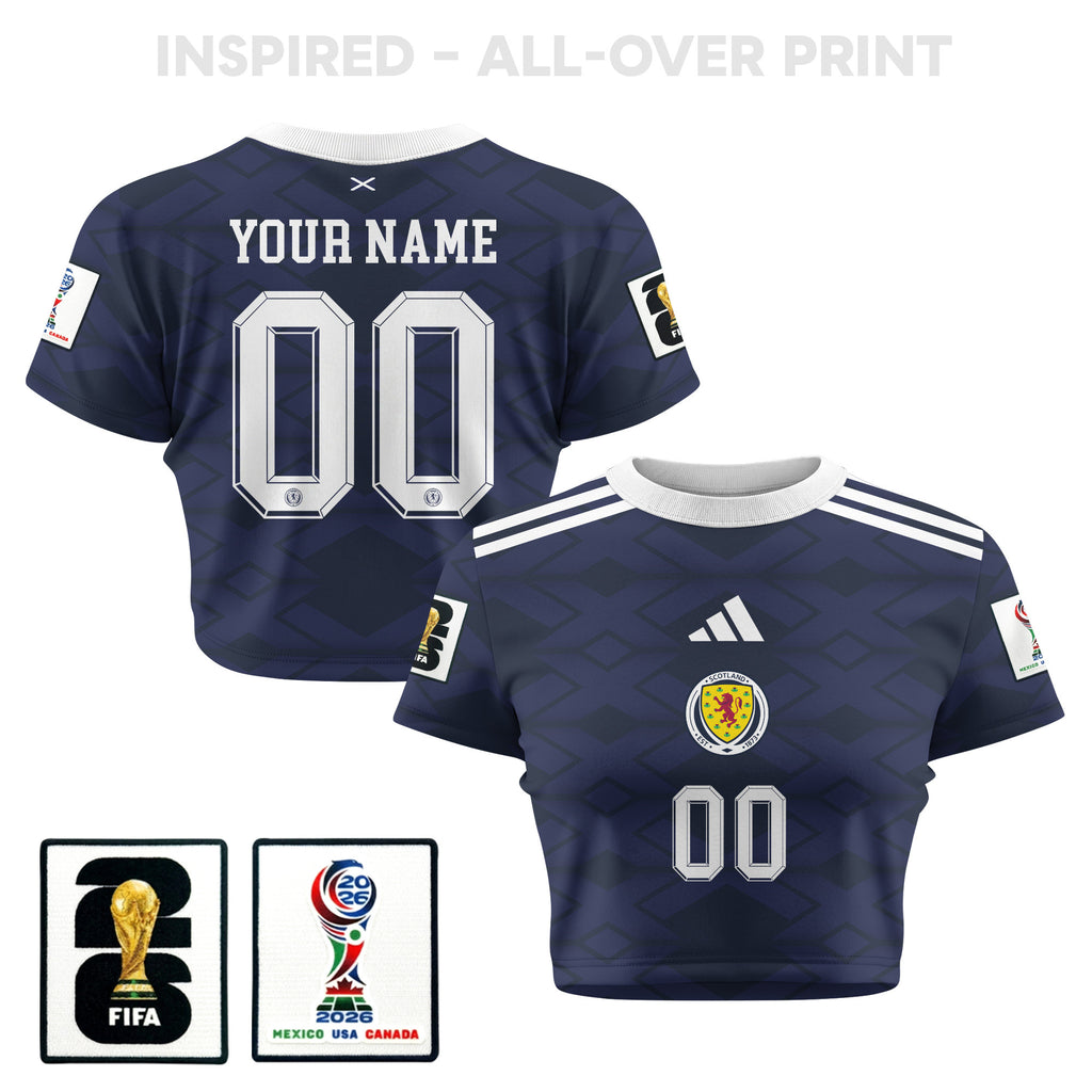 Scotland 2026 Personalized Women's Home All-Over Print Cropped Jersey - Navy