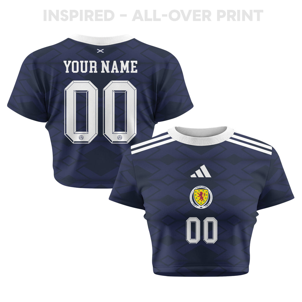 Scotland 2026 Personalized Women's Home All-Over Print Cropped Jersey - Navy