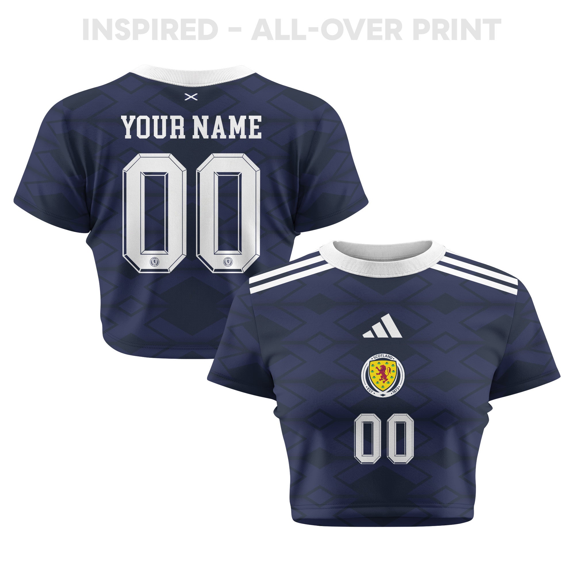 Scotland 2026 Personalized Women's Home All-Over Print Cropped Jersey - Navy