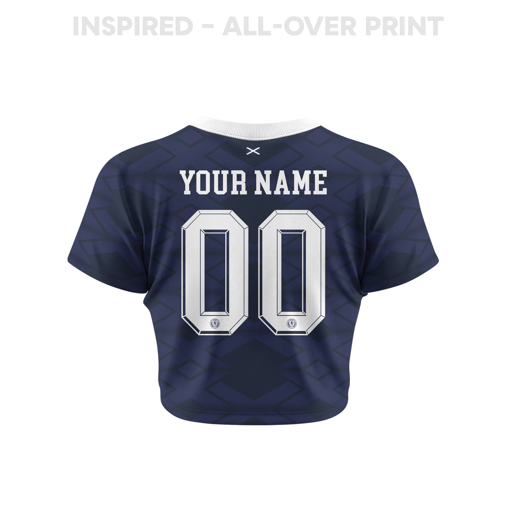 Scotland 2026 Personalized Women's Home All-Over Print Cropped Jersey - Navy