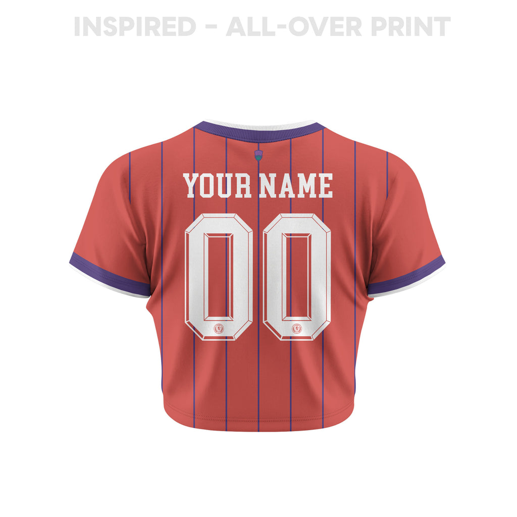 Scotland 2026 Personalized Women's Away All-Over Print Cropped Jersey - Red