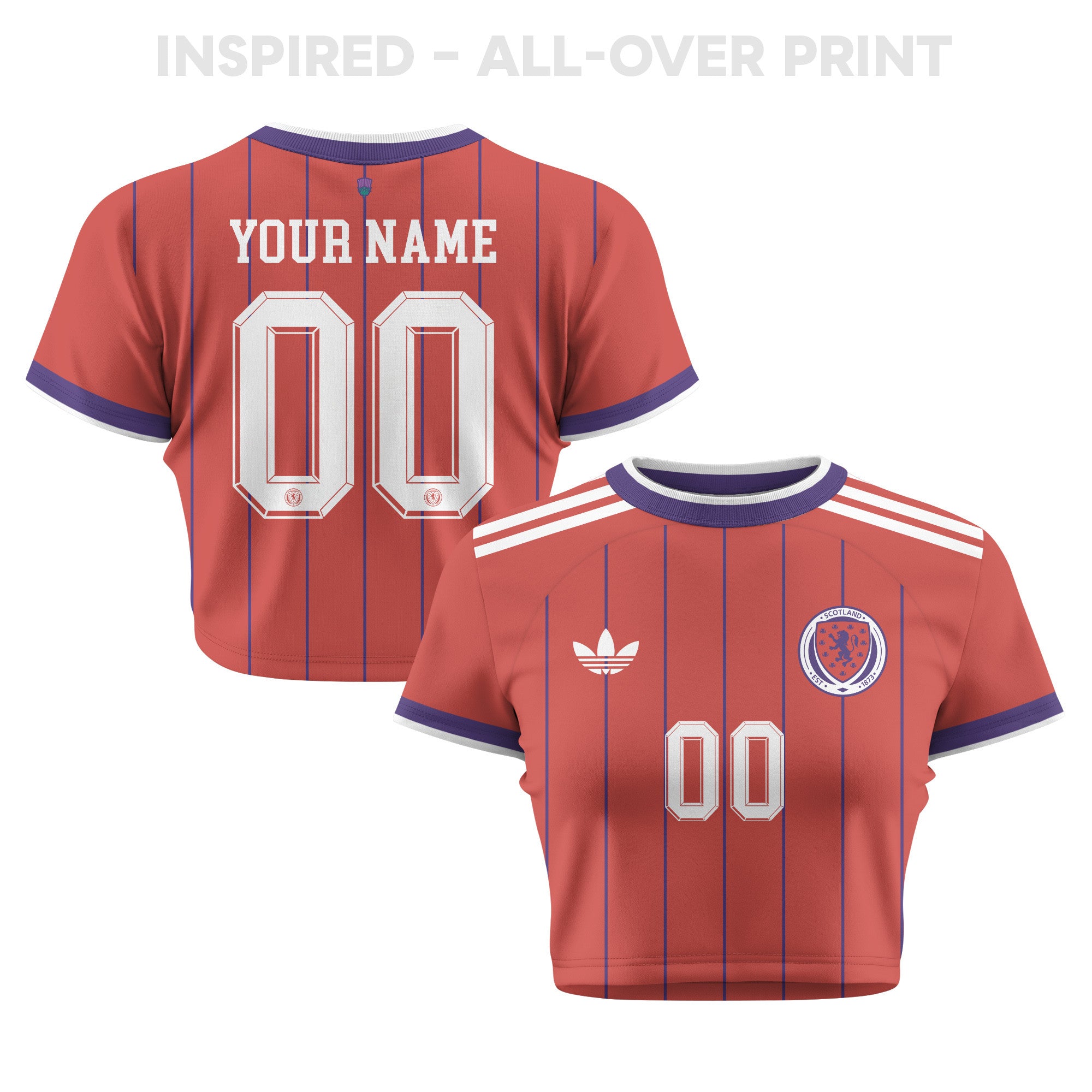Scotland 2026 Personalized Women's Away All-Over Print Cropped Jersey - Red