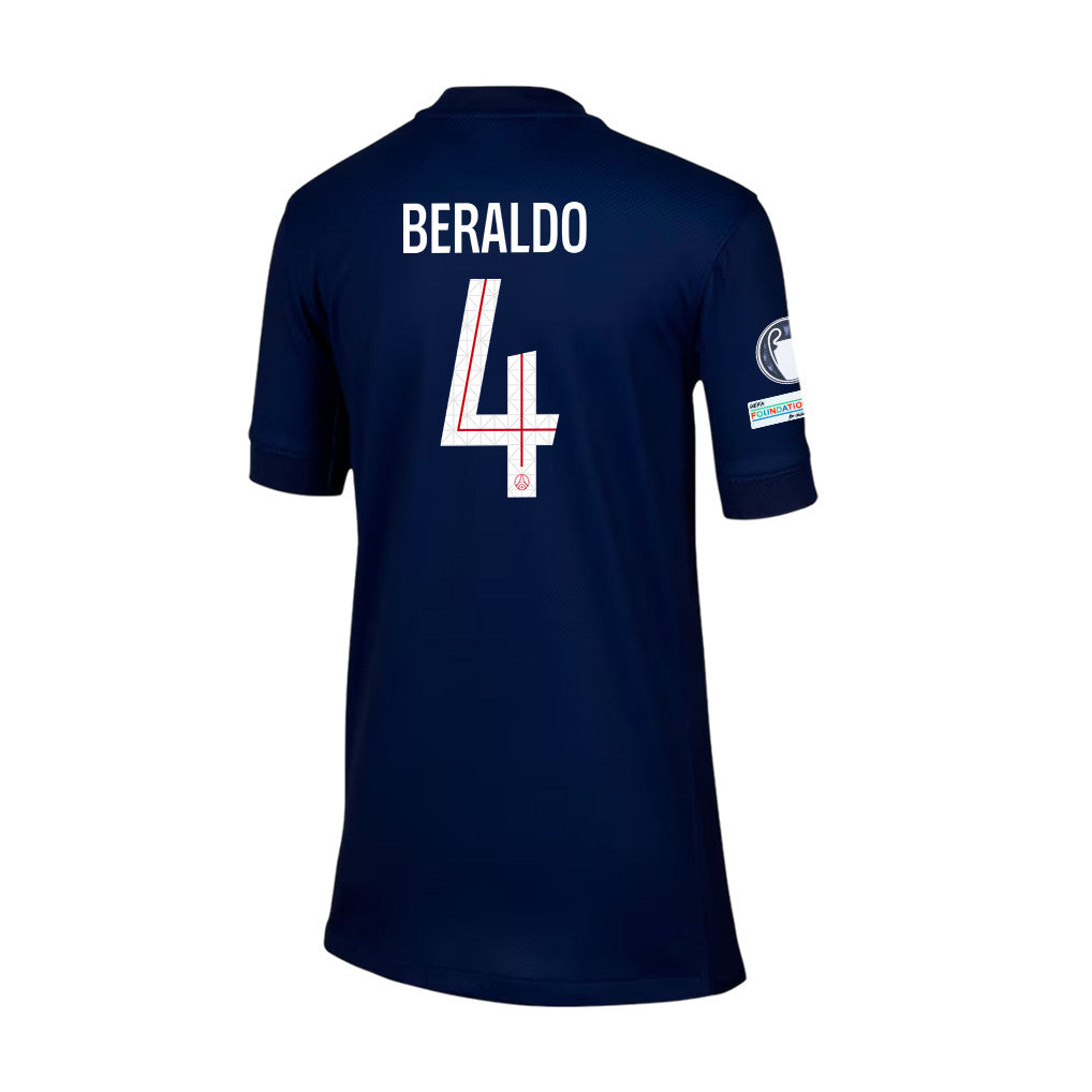 Lucas Beraldo 4 Paris Saint-Germain 2025/26 Final Match Detail Home Jersey – YOUTH, Navy