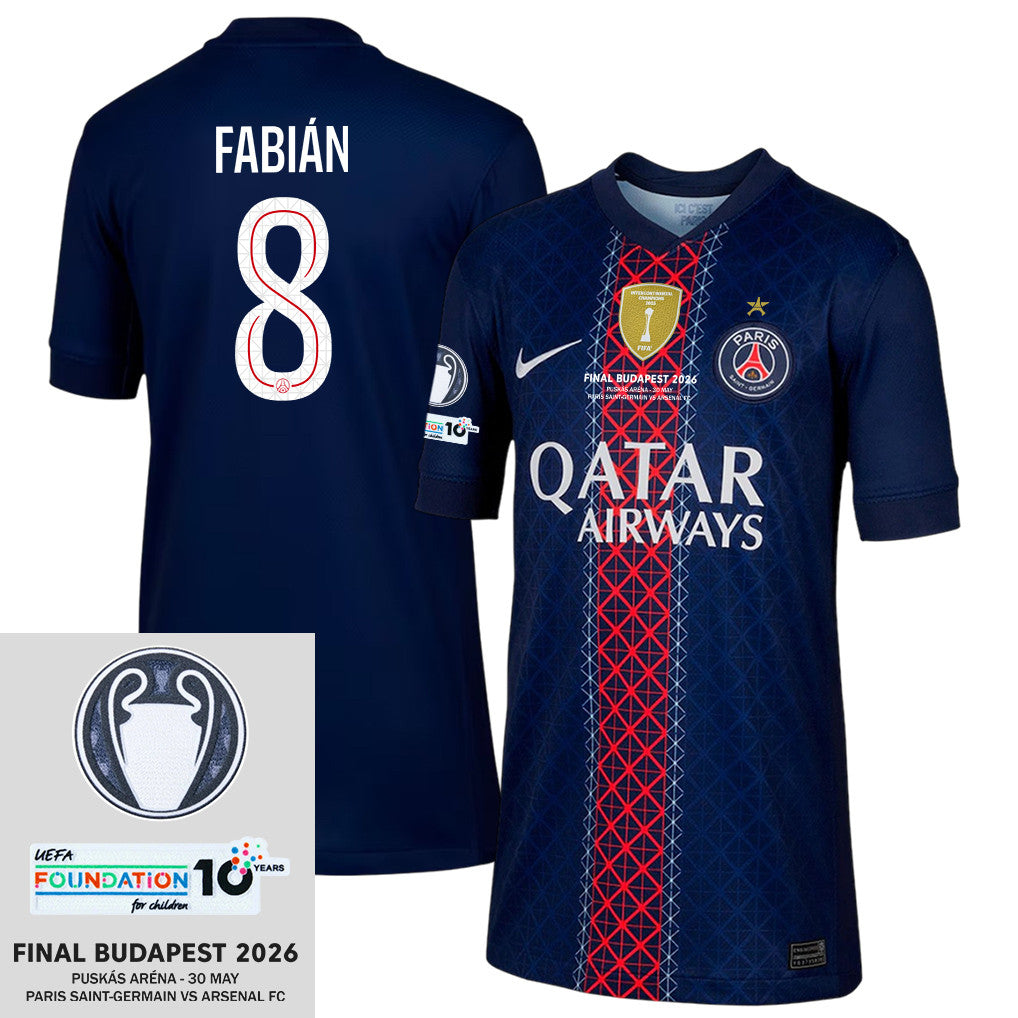 Fabián Ruiz 8 Paris Saint-Germain 2025/26 Final Match Detail Home Jersey – YOUTH, Navy