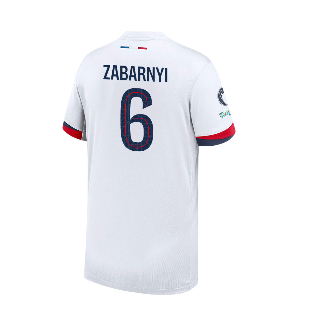 Illia Zabarnyi 6 Paris Saint-Germain 2025/26 Final Match Detail Away Jersey – YOUTH, White
