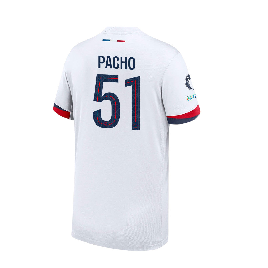 Willian Pacho 51 Paris Saint-Germain 2025/26 Final Match Detail Away Jersey – YOUTH, White