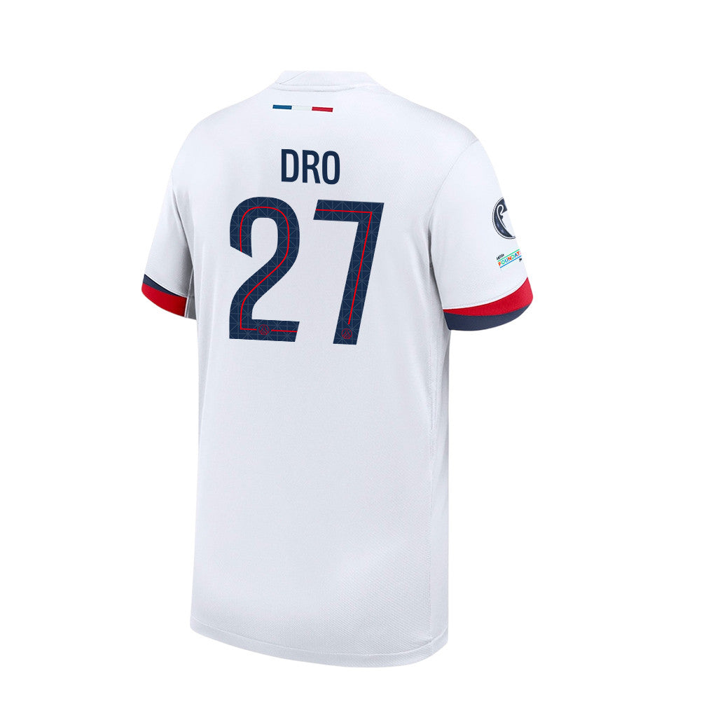 Dro Fernández 27 Paris Saint-Germain 2025/26 Final Match Detail Away Jersey – YOUTH, White