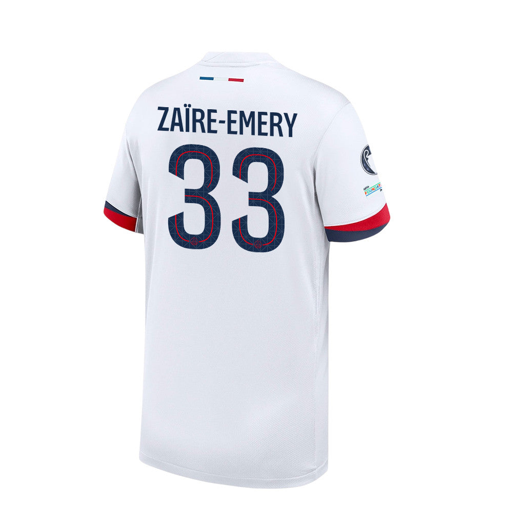 Warren Zaïre-Emery 33 Paris Saint-Germain 2025/26 Final Match Detail Away Jersey – YOUTH, White