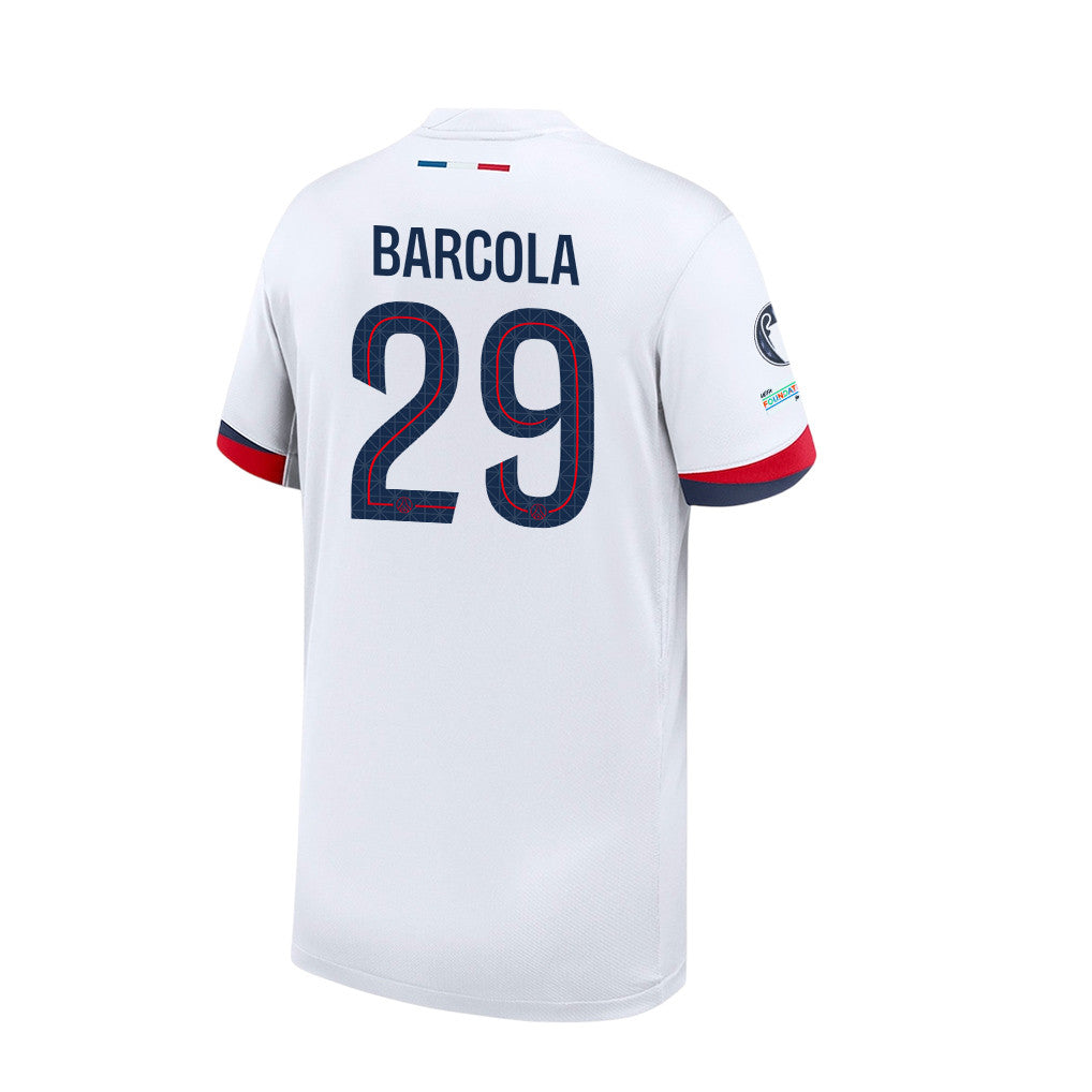Bradley Barcola 29 Paris Saint-Germain 2025/26 Final Match Detail Away Jersey – YOUTH, White