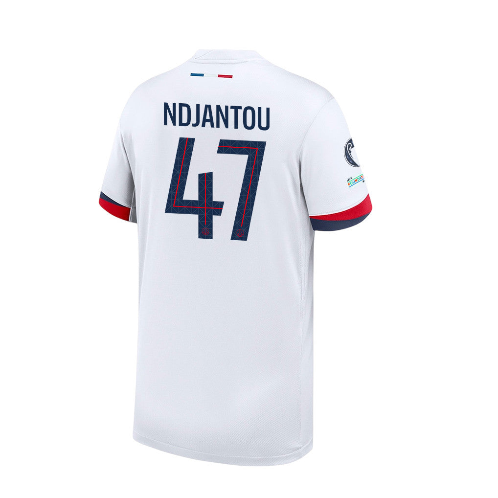 Quentin Ndjantou 47 Paris Saint-Germain 2025/26 Final Match Detail Away Jersey – YOUTH, White