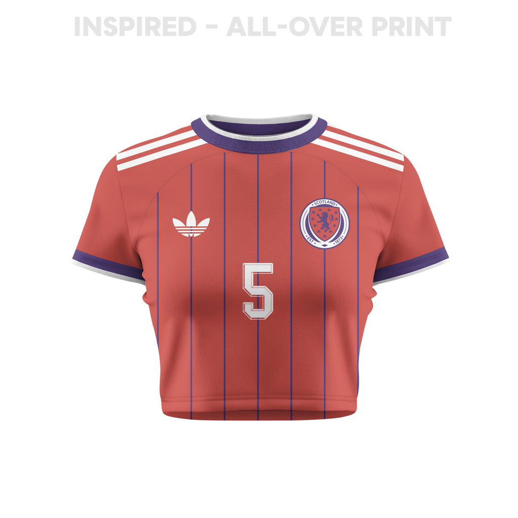 Grant Hanley 5 Scotland 2026 Women's Away All-Over Print Cropped Jersey - Red