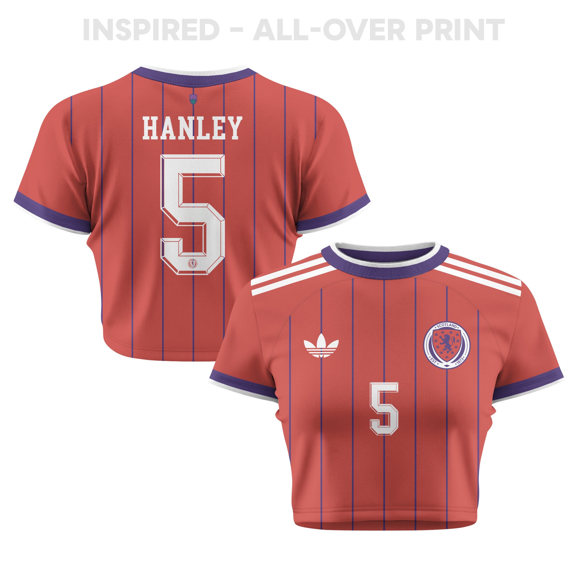 Grant Hanley 5 Scotland 2026 Women's Away All-Over Print Cropped Jersey - Red